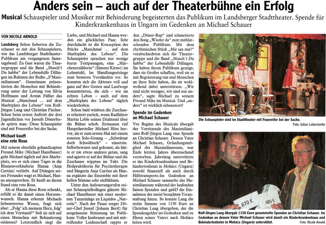 Bild der Kritik aus dem Landsberger Tagblatt vom 02.07.2013