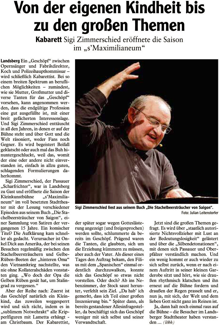 Bild der Kritik aus dem Landsberger Tagblatt vom 08.10.2015