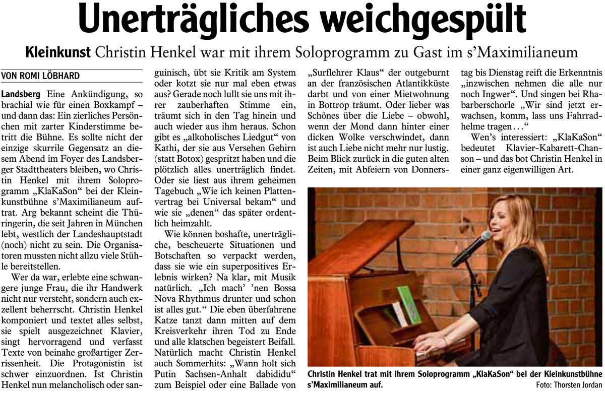 Bild der Kritik aus dem Landsberger Tagblatt vom 28.04.2016