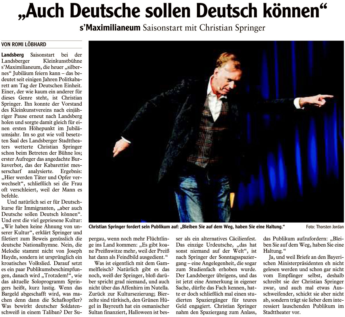 Bild der Kritik aus dem Landsberger Tagblatt vom 08.10.2016