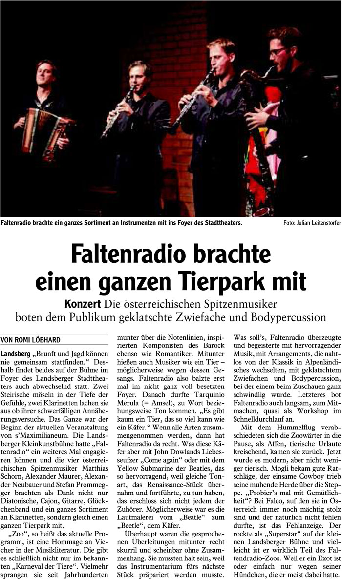 Bild der Kritik aus dem Landsberger Tagblatt vom 22.10.2016