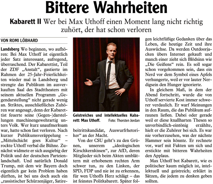 Bild der Kritik aus dem Landsberger Tagblatt vom 28.11.2016