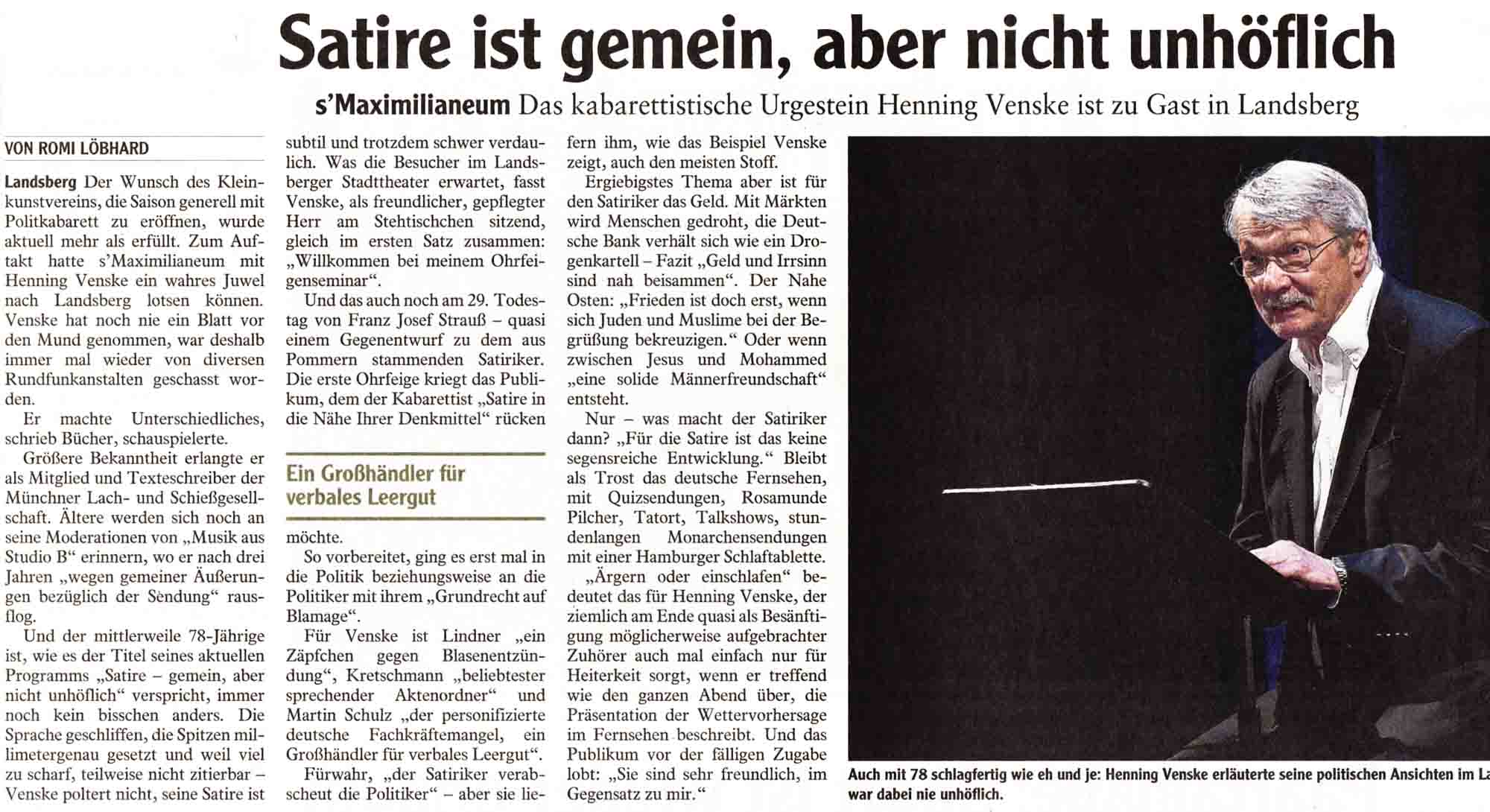 Bild der Kritik aus dem Landsberger Tagblatt vom 09.10.2017