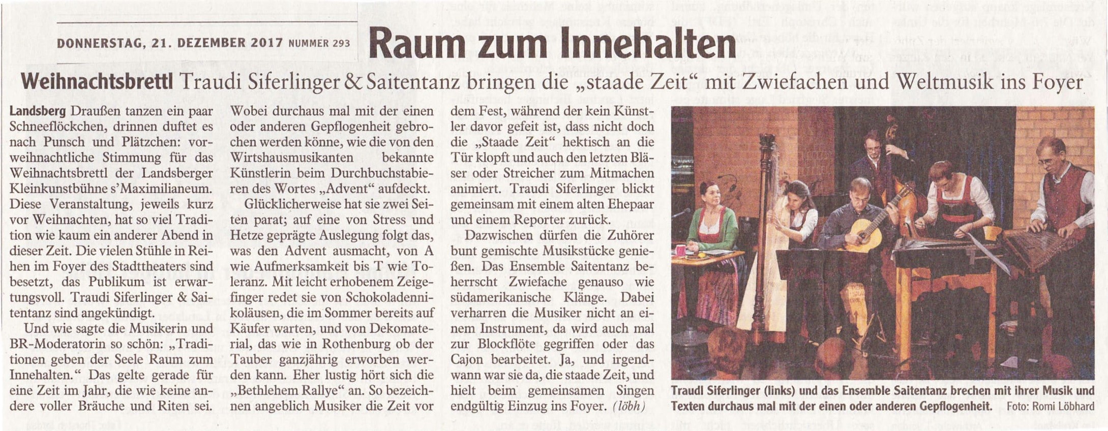 Bild der Kritik aus dem Landsberger Tagblatt vom 21.12.2017