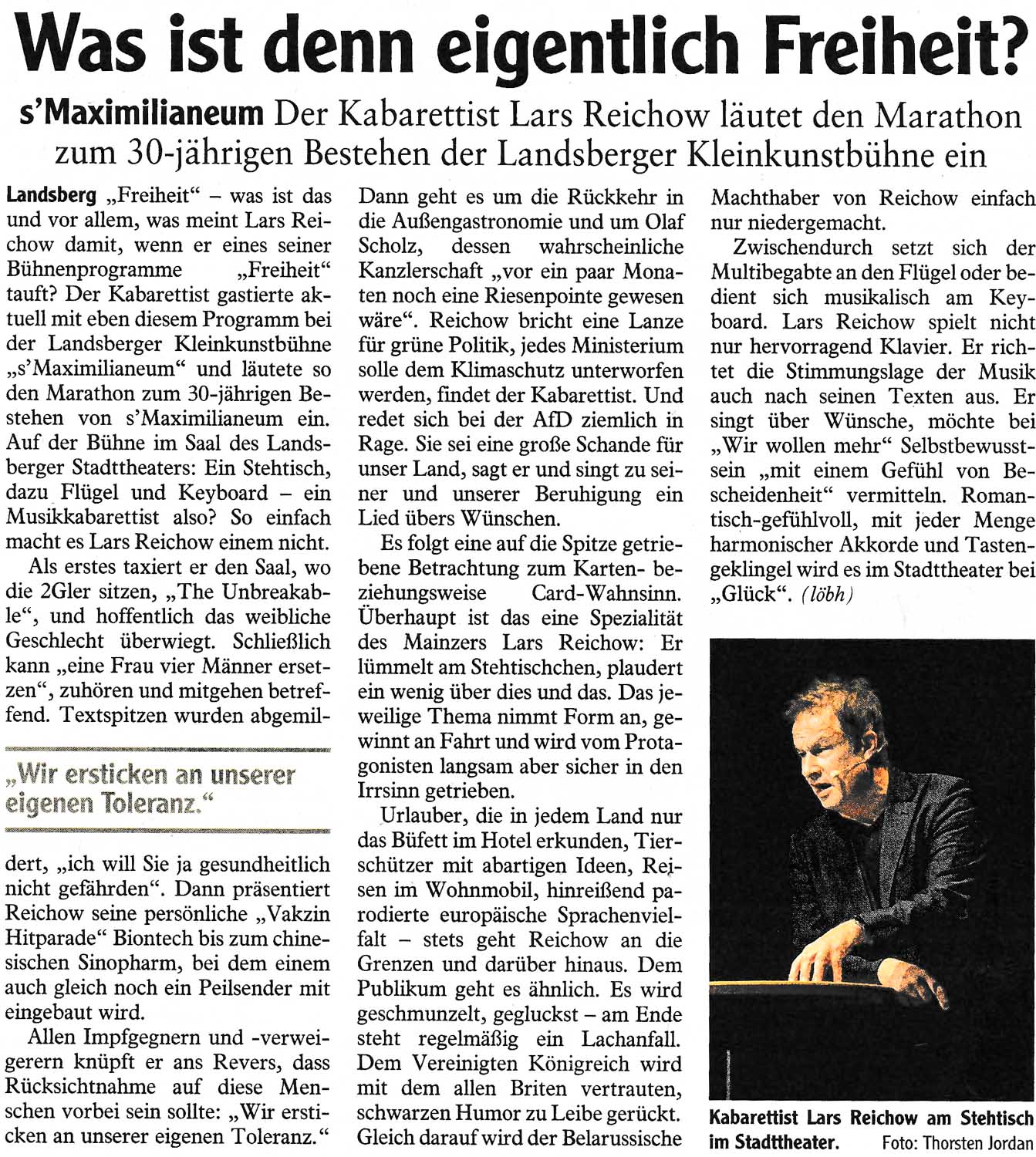 Bild der Kritik aus dem Landsberger Tagblatt vom 15.11.2021