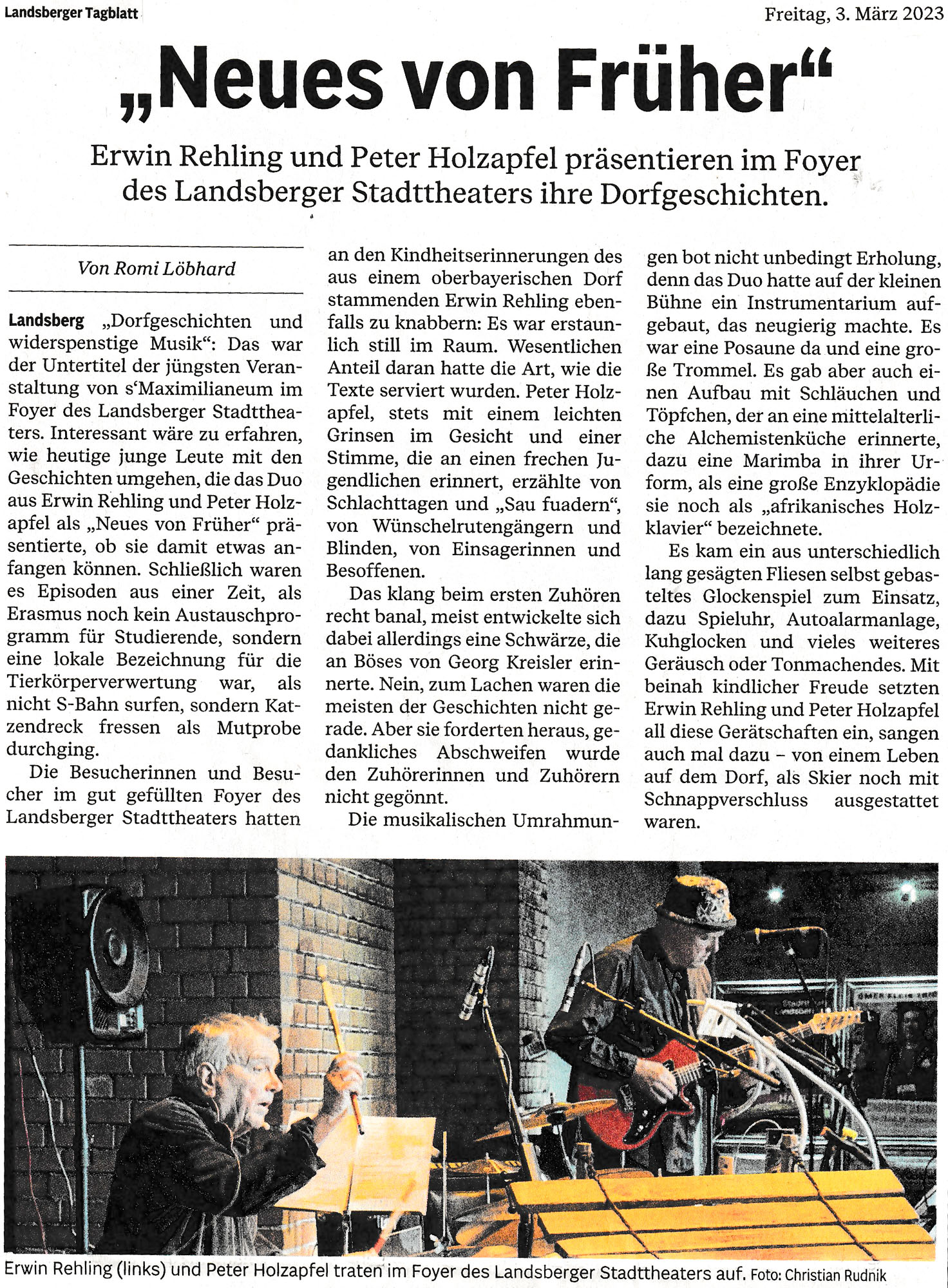 Bild der Kritik aus dem Landsberger Tagblatt vom 03.03.2023